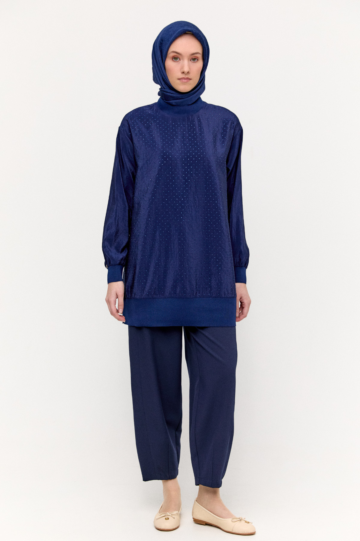 Krep Barrel Fit Pantolon, Tesettür Giyim