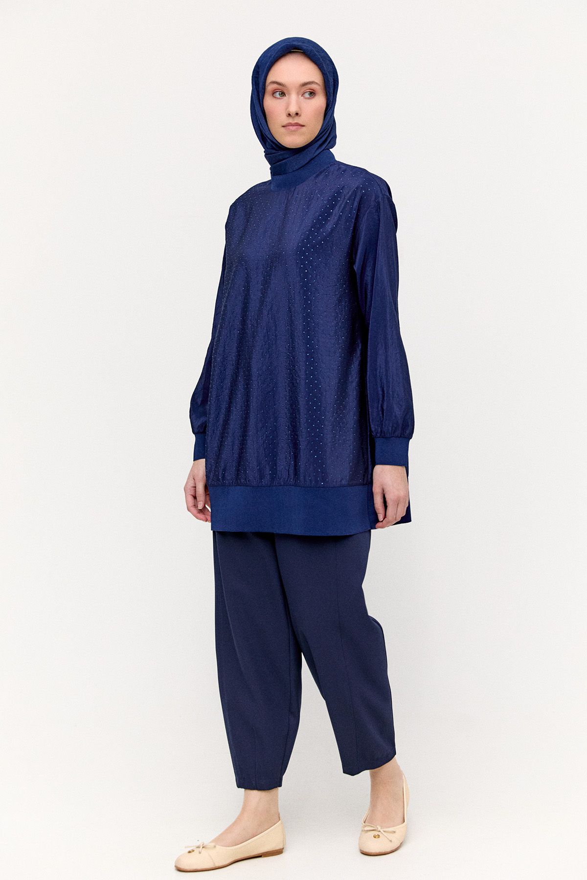 Krep Barrel Fit Pantolon, Tesettür Giyim