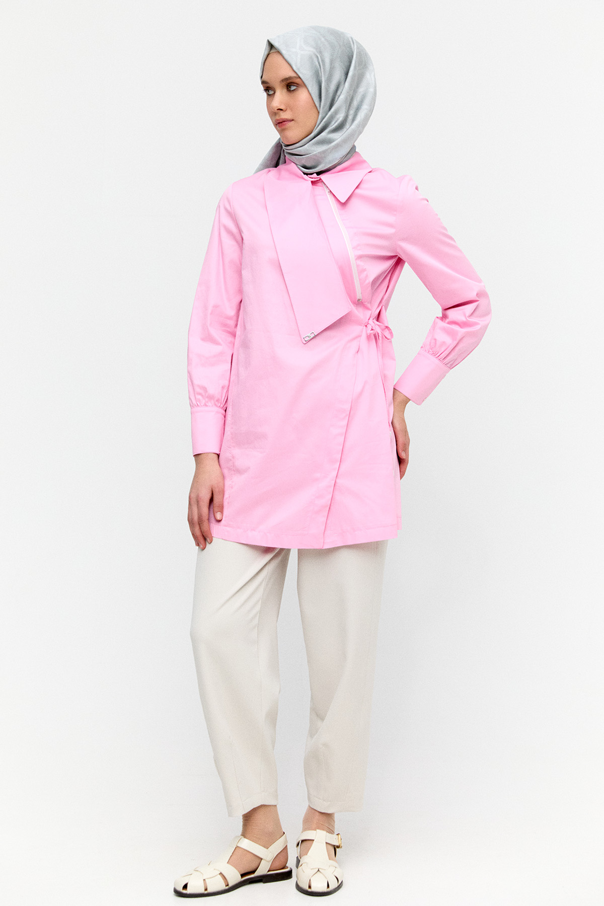 Krep Barrel Fit Pantolon, Tesettür Giyim