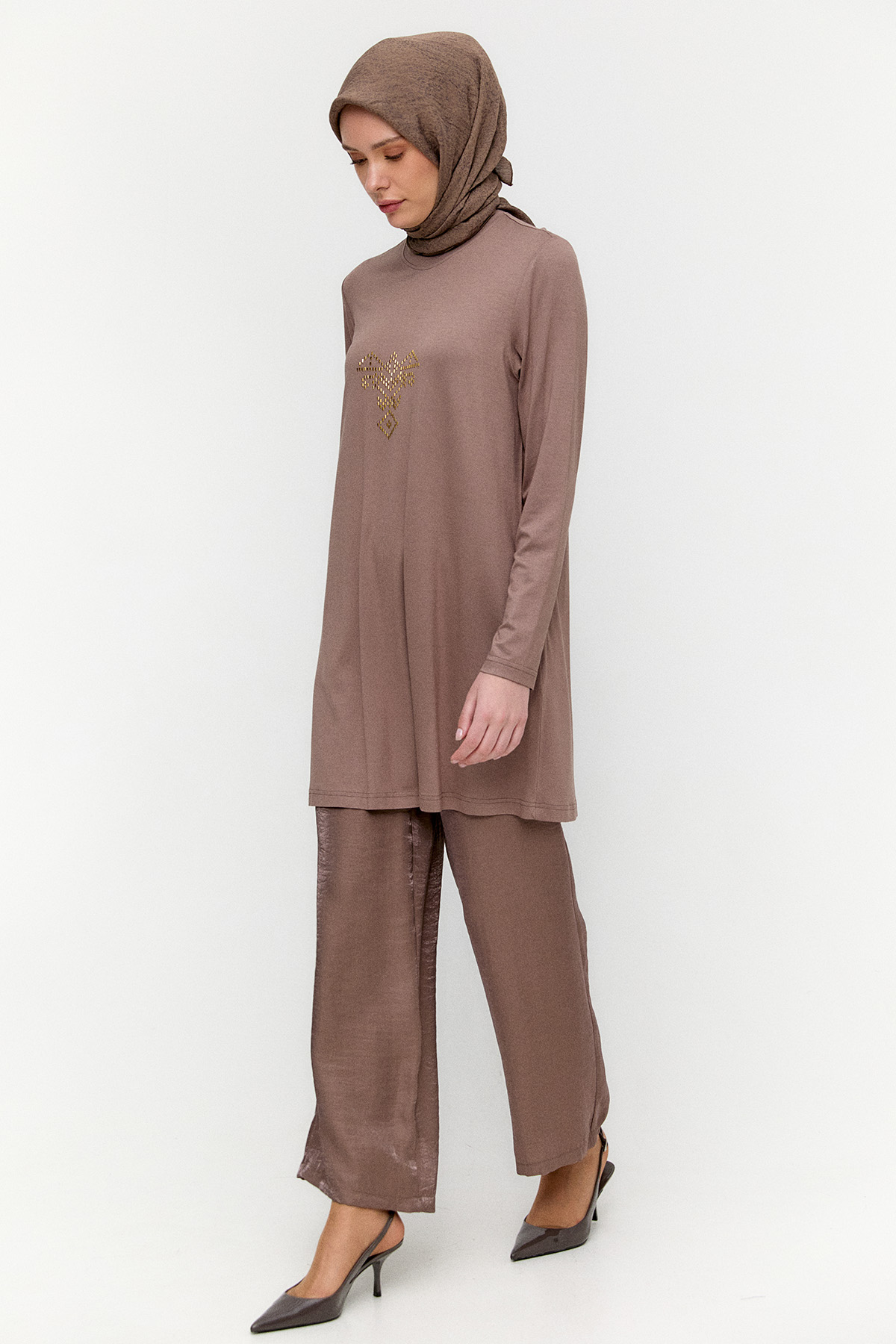 Geniş Paça Jakarlı Pantolon, Tesettür Giyim