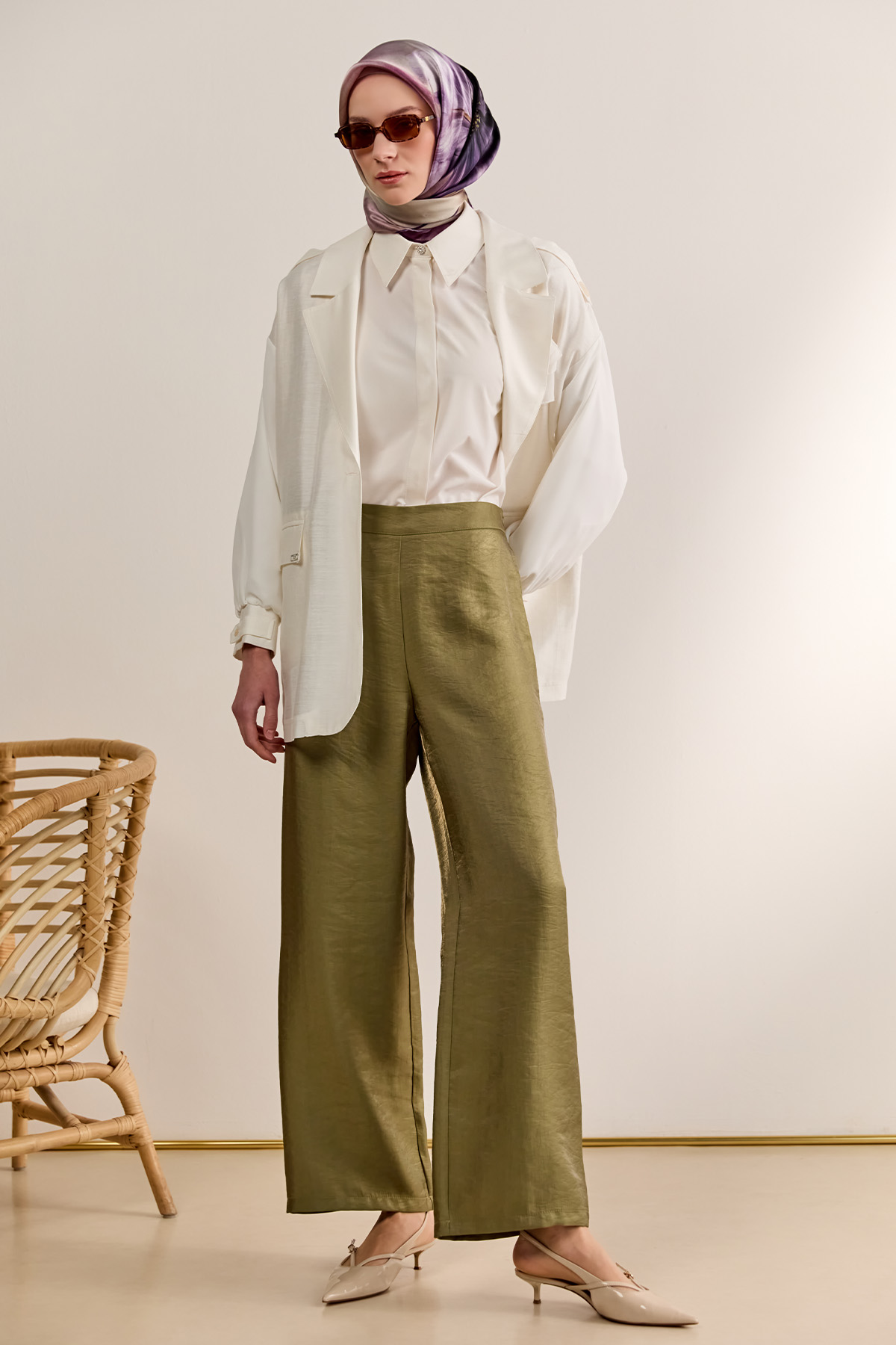 Geniş Paça Jakarlı Pantolon, Tesettür Giyim