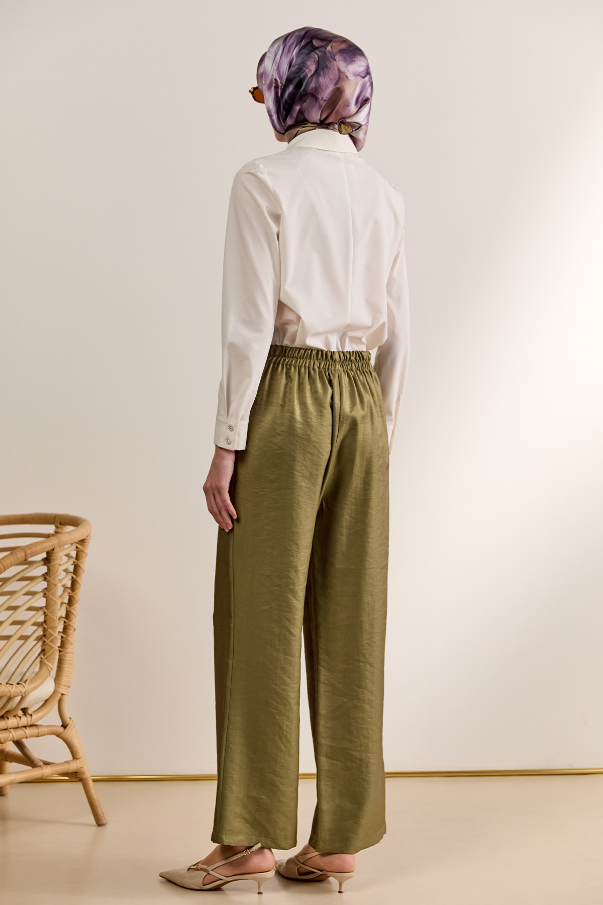 Geniş Paça Jakarlı Pantolon, Tesettür Giyim