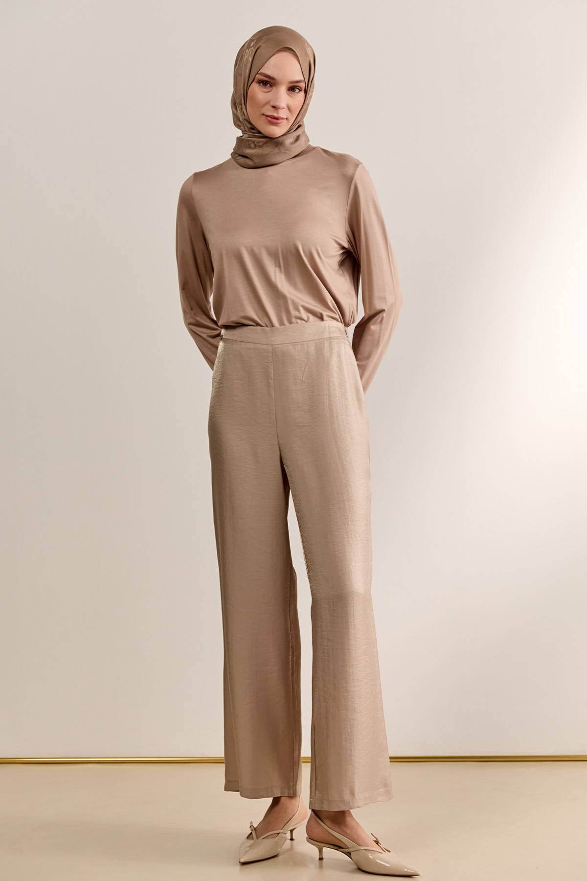 Geniş Paça Jakarlı Pantolon, Tesettür Giyim