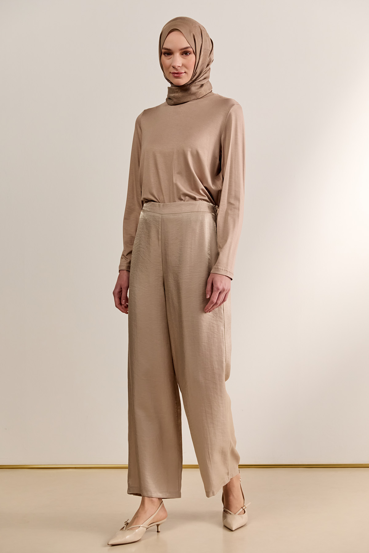 Geniş Paça Jakarlı Pantolon, Tesettür Giyim