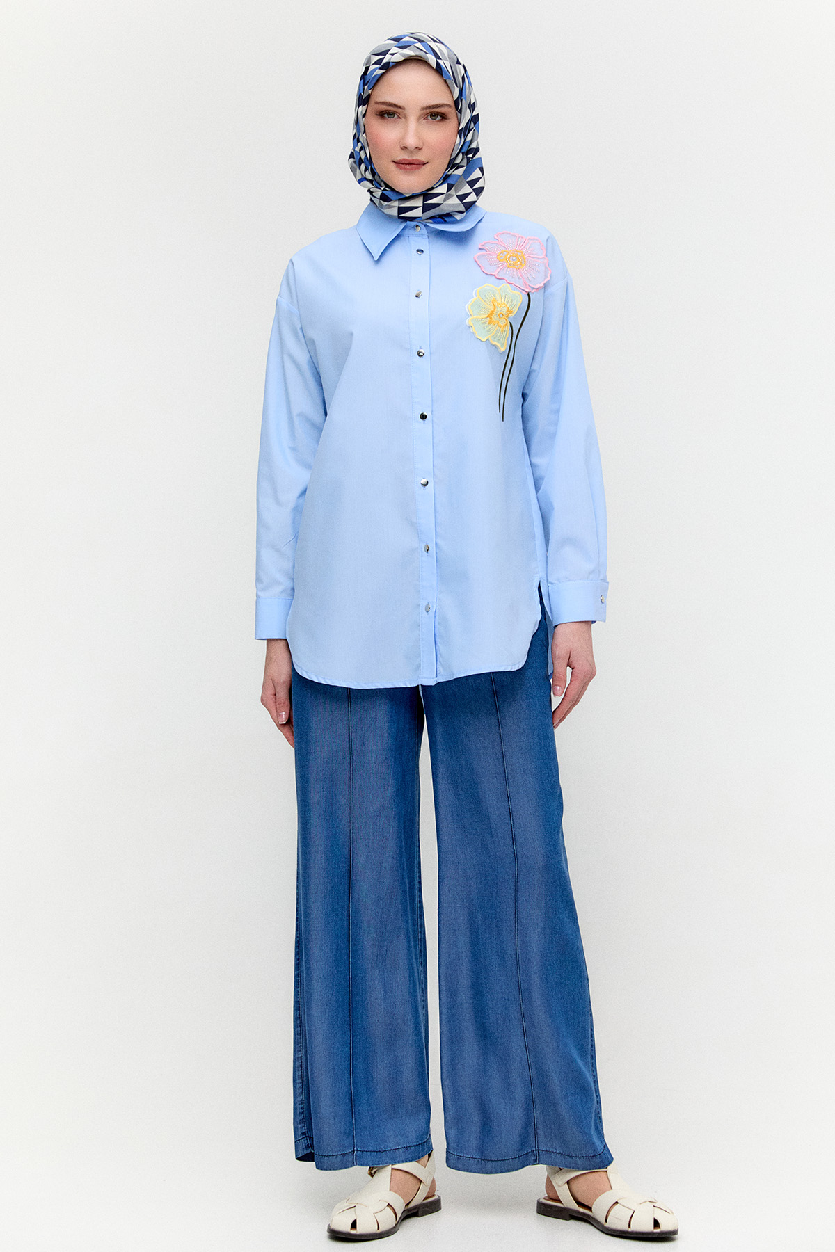 Beli Lastikli Geniş Paça Pantolon, Tesettür Giyim