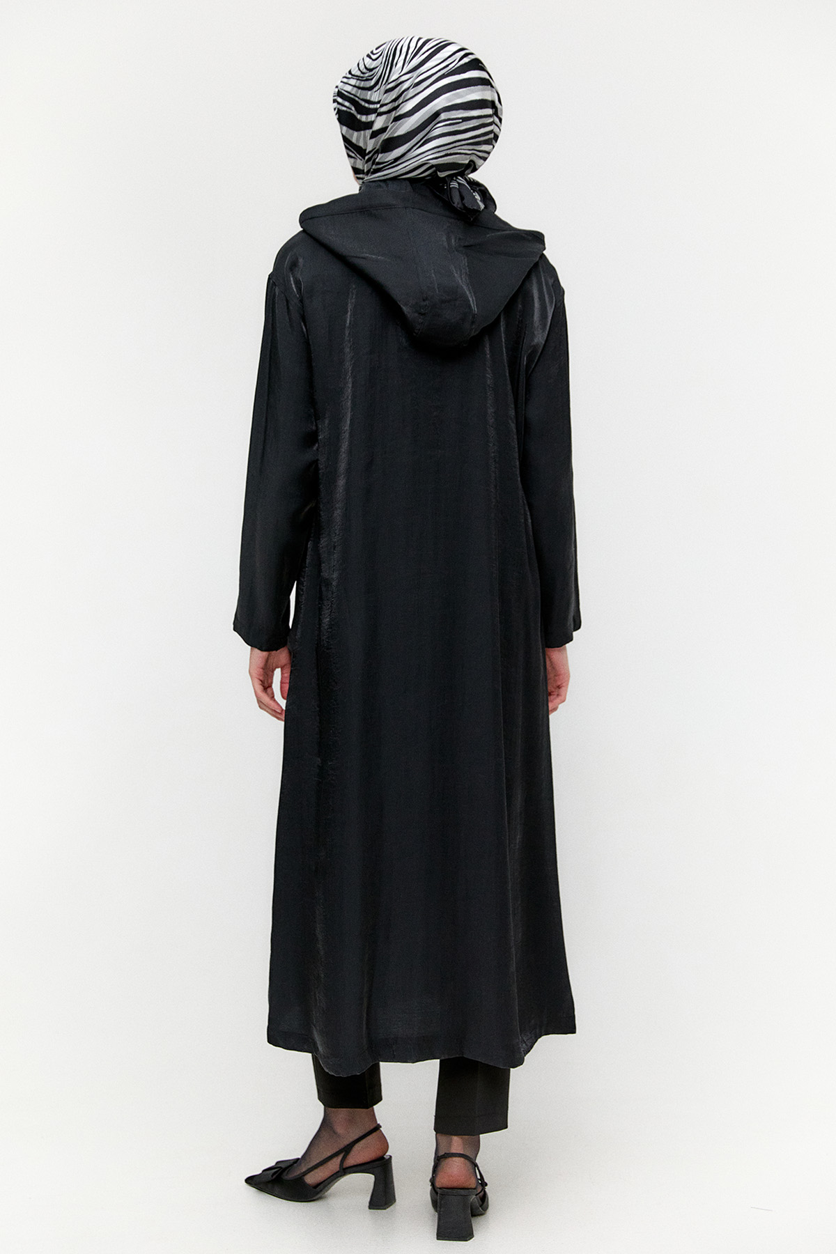 Fermuarlı Jakarlı Pardesü, Tesettür Giyim