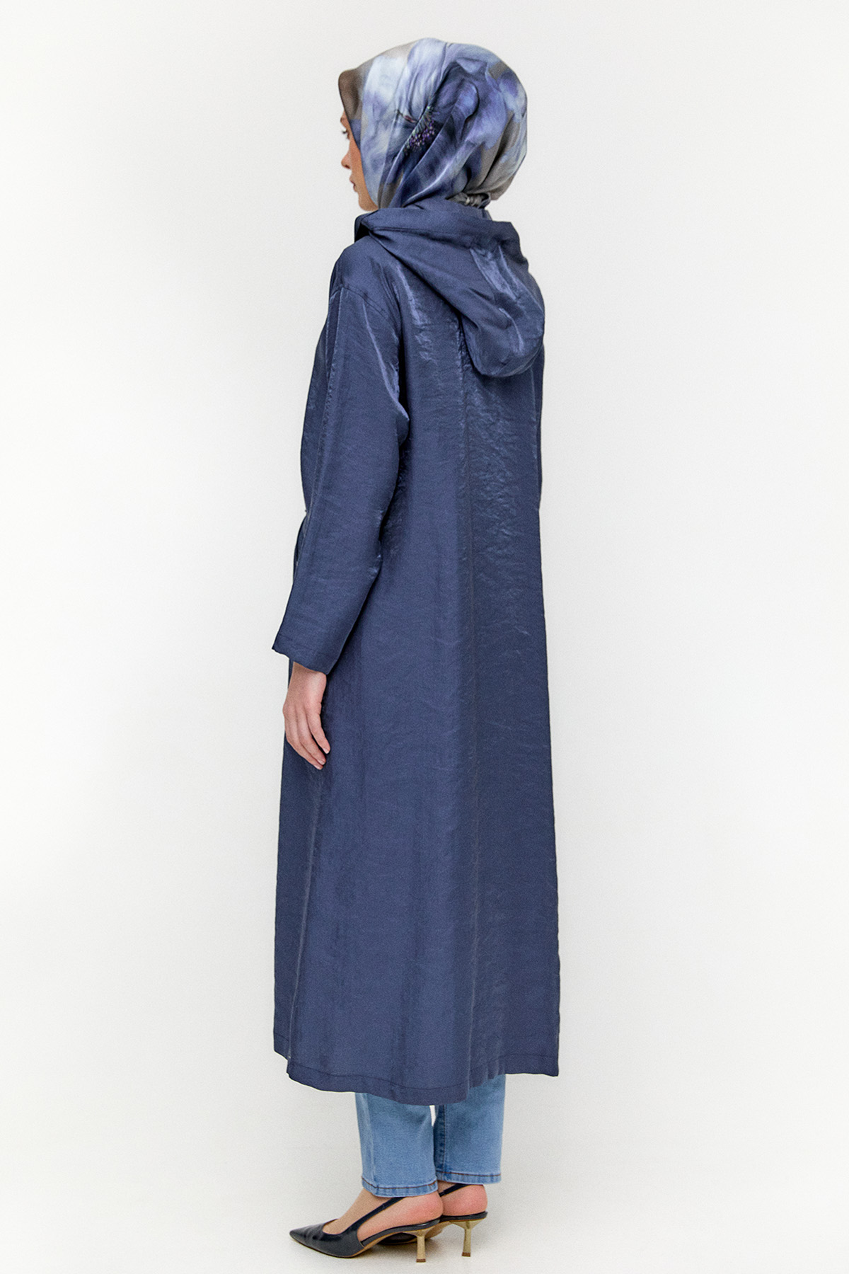 Fermuarlı Jakarlı Pardesü, Tesettür Giyim