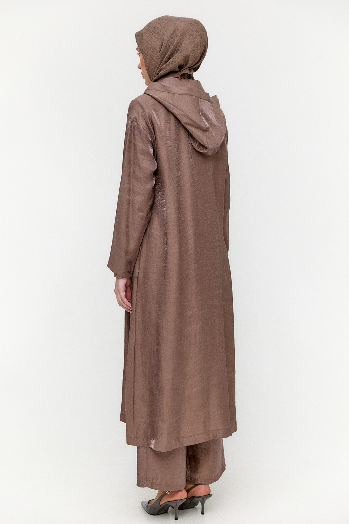 Fermuarlı Jakarlı Pardesü, Tesettür Giyim