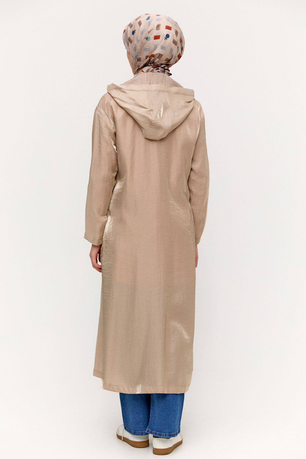 Fermuarlı Jakarlı Pardesü, Tesettür Giyim