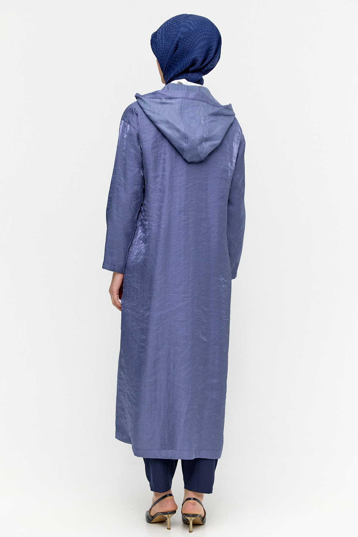 Fermuarlı Jakarlı Pardesü, Tesettür Giyim