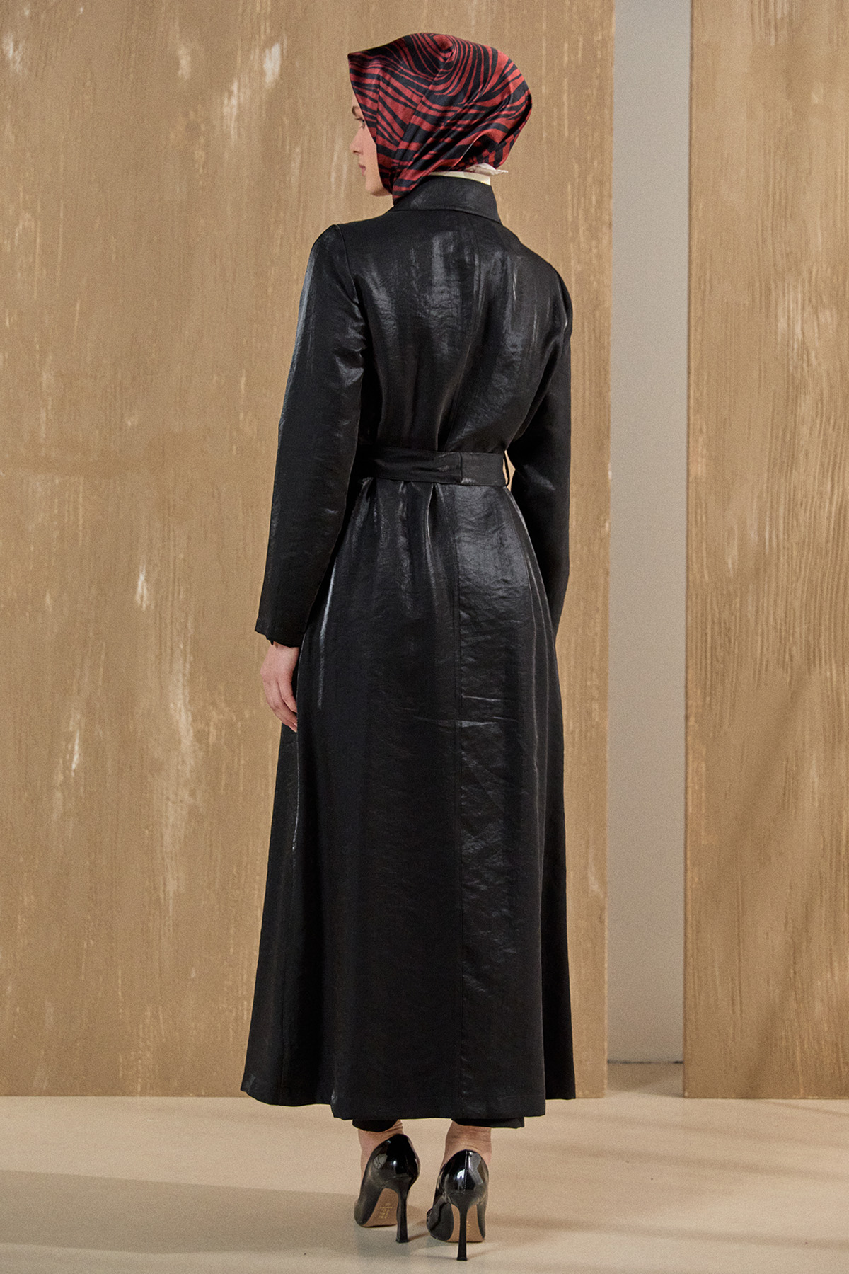 Fermuar Detaylı Cepli Pardesü, Tesettür Giyim