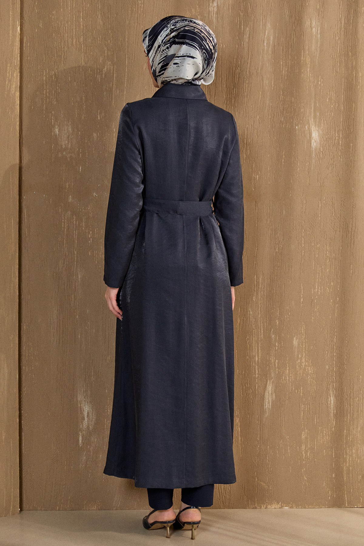 Fermuar Detaylı Cepli Pardesü, Tesettür Giyim