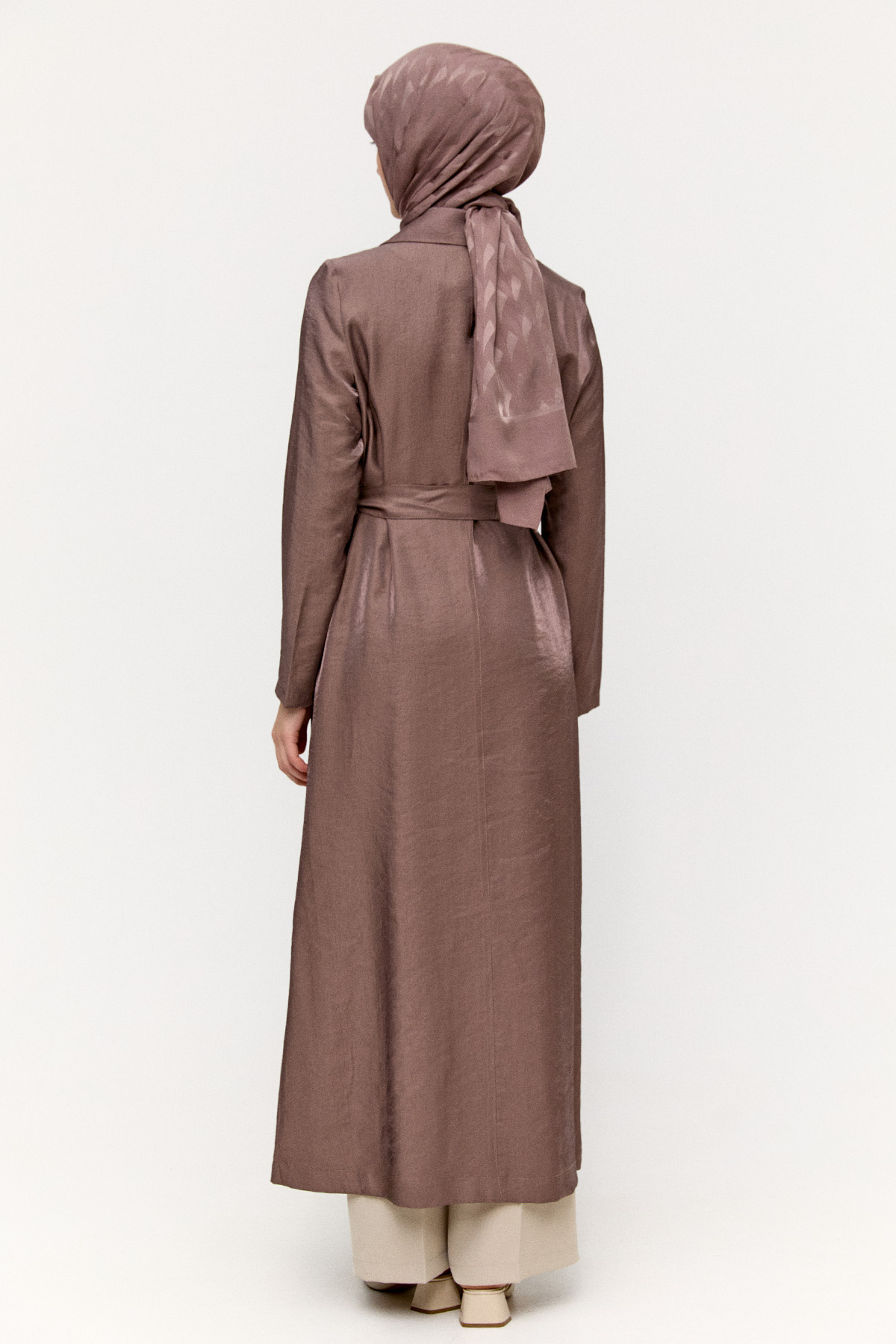 Fermuar Detaylı Cepli Pardesü, Tesettür Giyim