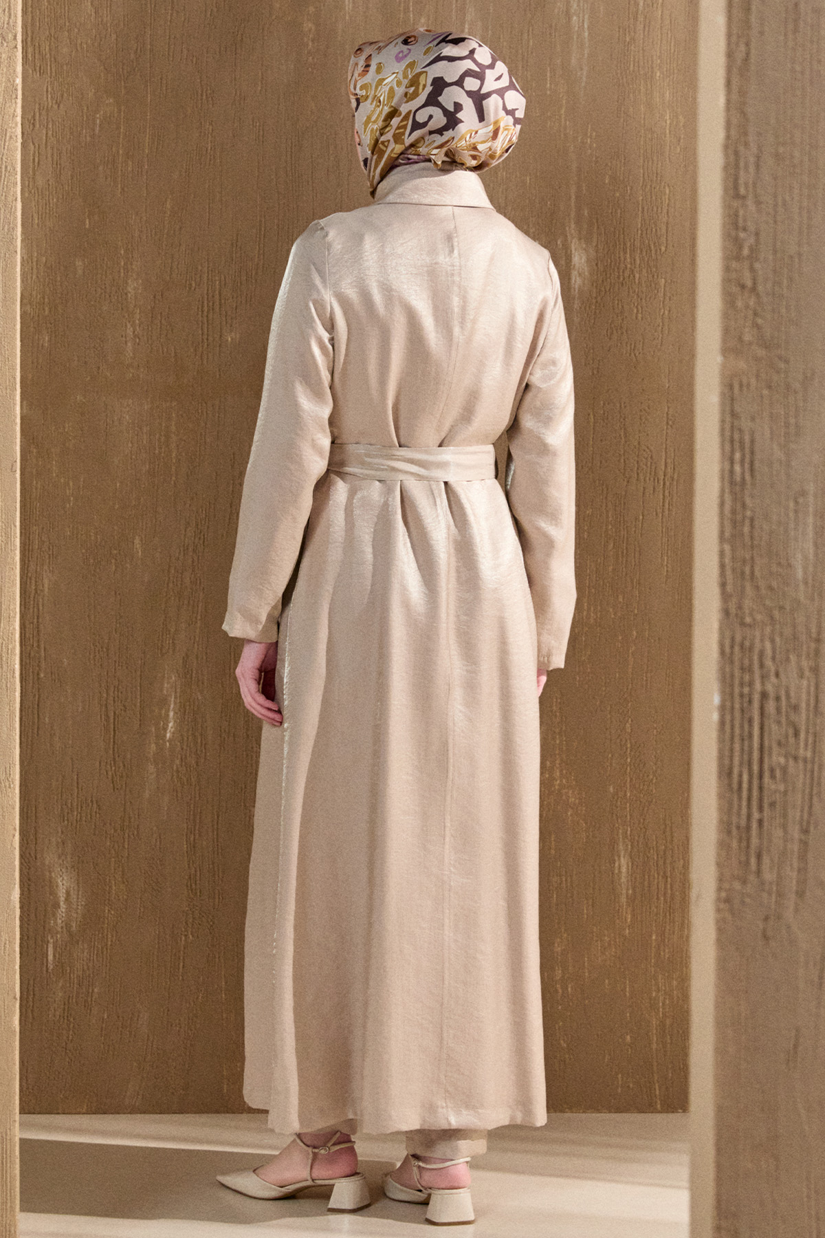 Fermuar Detaylı Cepli Pardesü, Tesettür Giyim