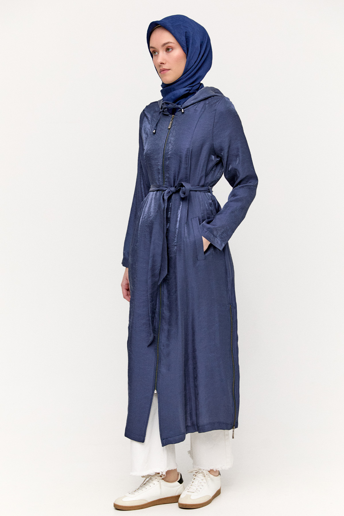 Jakarlı Kuşaklı Pardesü, Tesettür Giyim