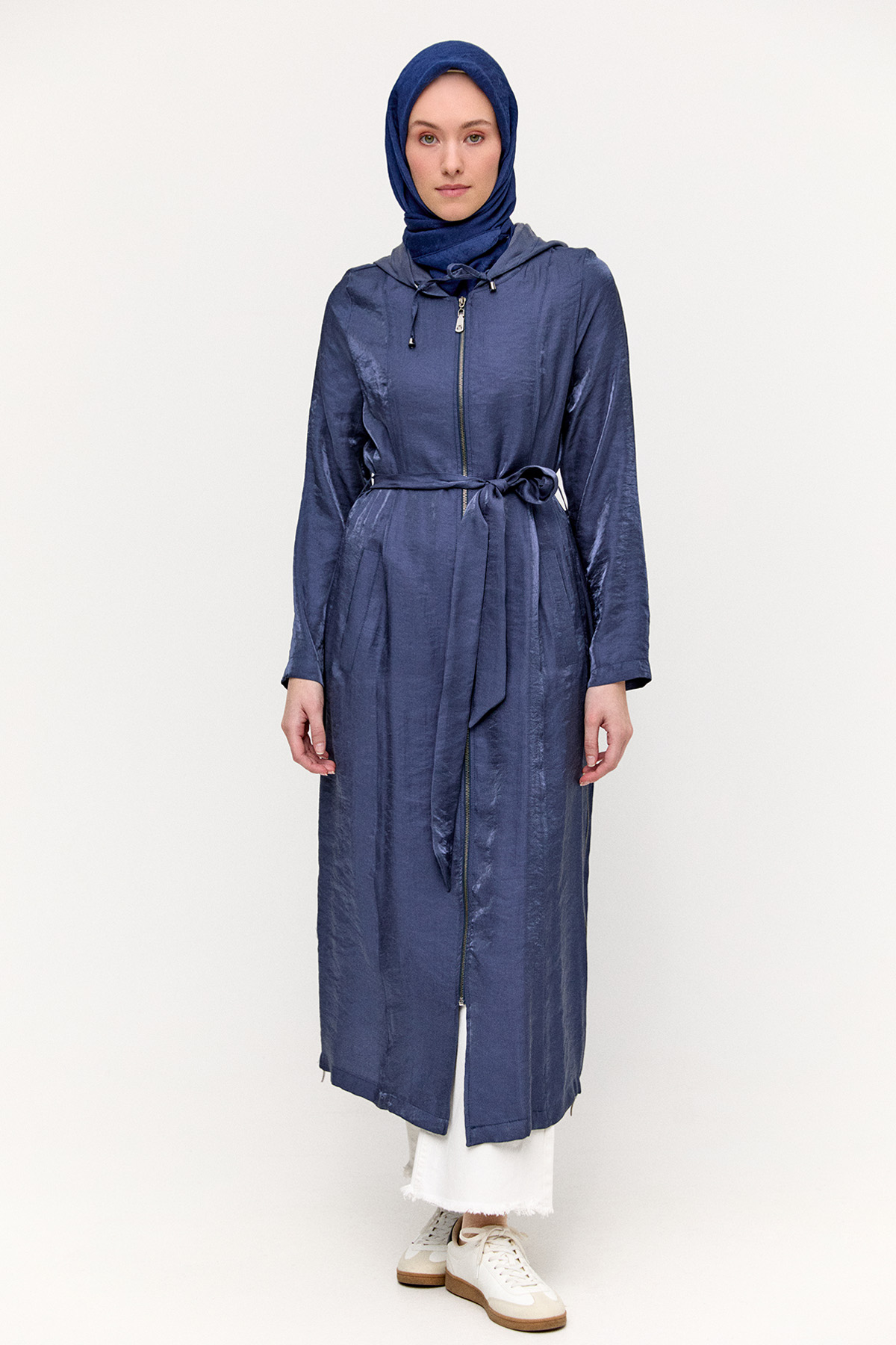 Jakarlı Kuşaklı Pardesü, Tesettür Giyim