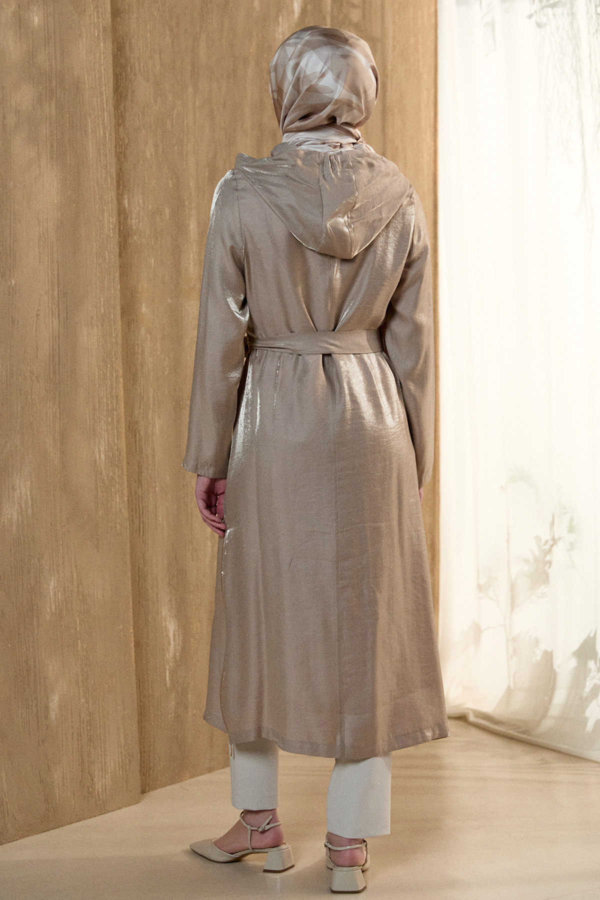 Jakarlı Kuşaklı Pardesü, Tesettür Giyim