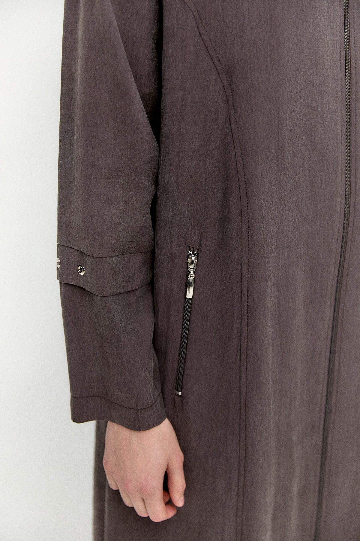 Bağlama Detaylı Hakim Yakalı Pardesü, Tesettür Giyim