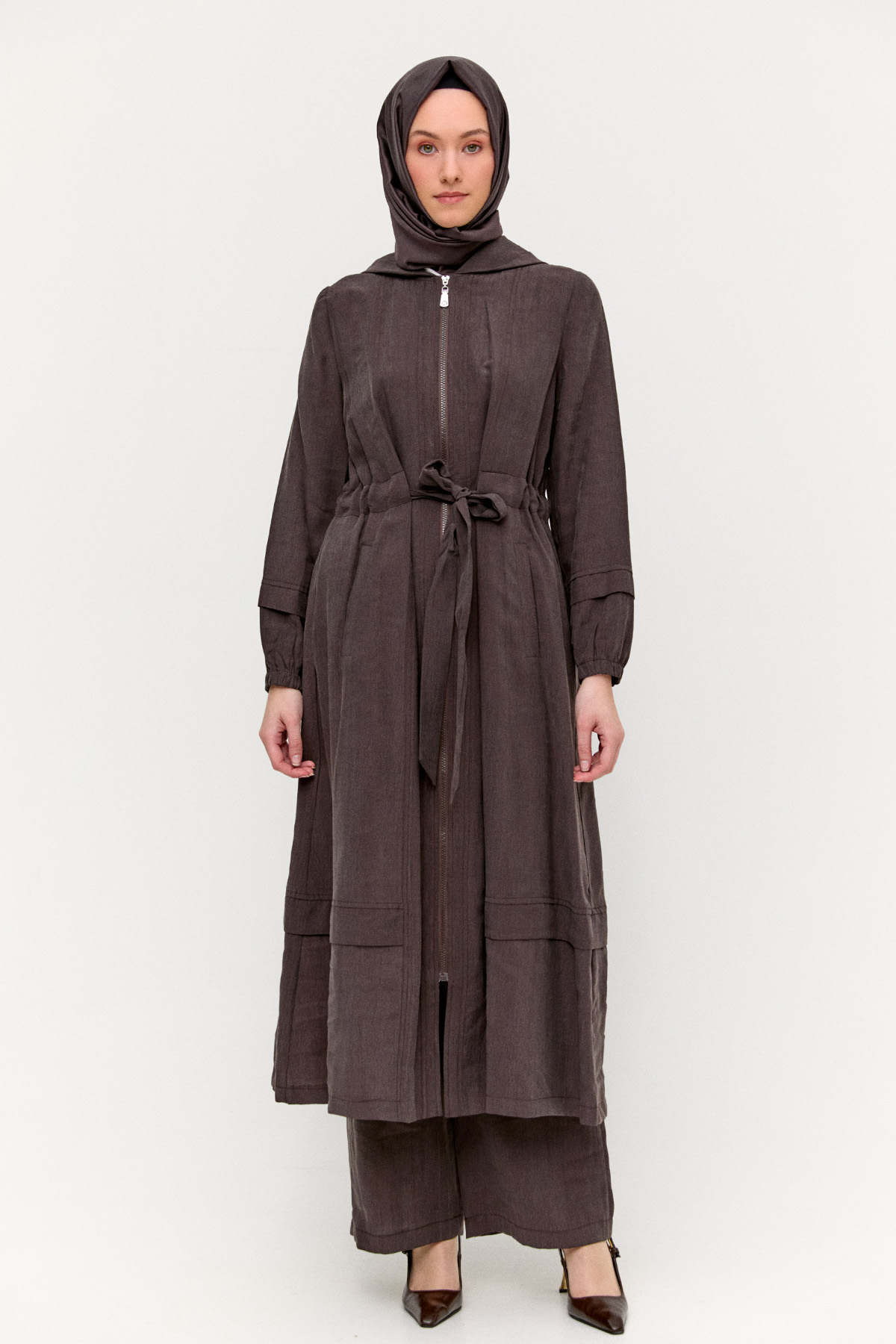 Kapüşonlu Cepli Spor Pardesü, Tesettür Giyim