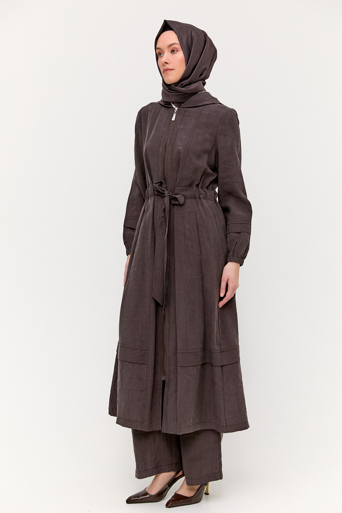 Kapüşonlu Cepli Spor Pardesü, Tesettür Giyim