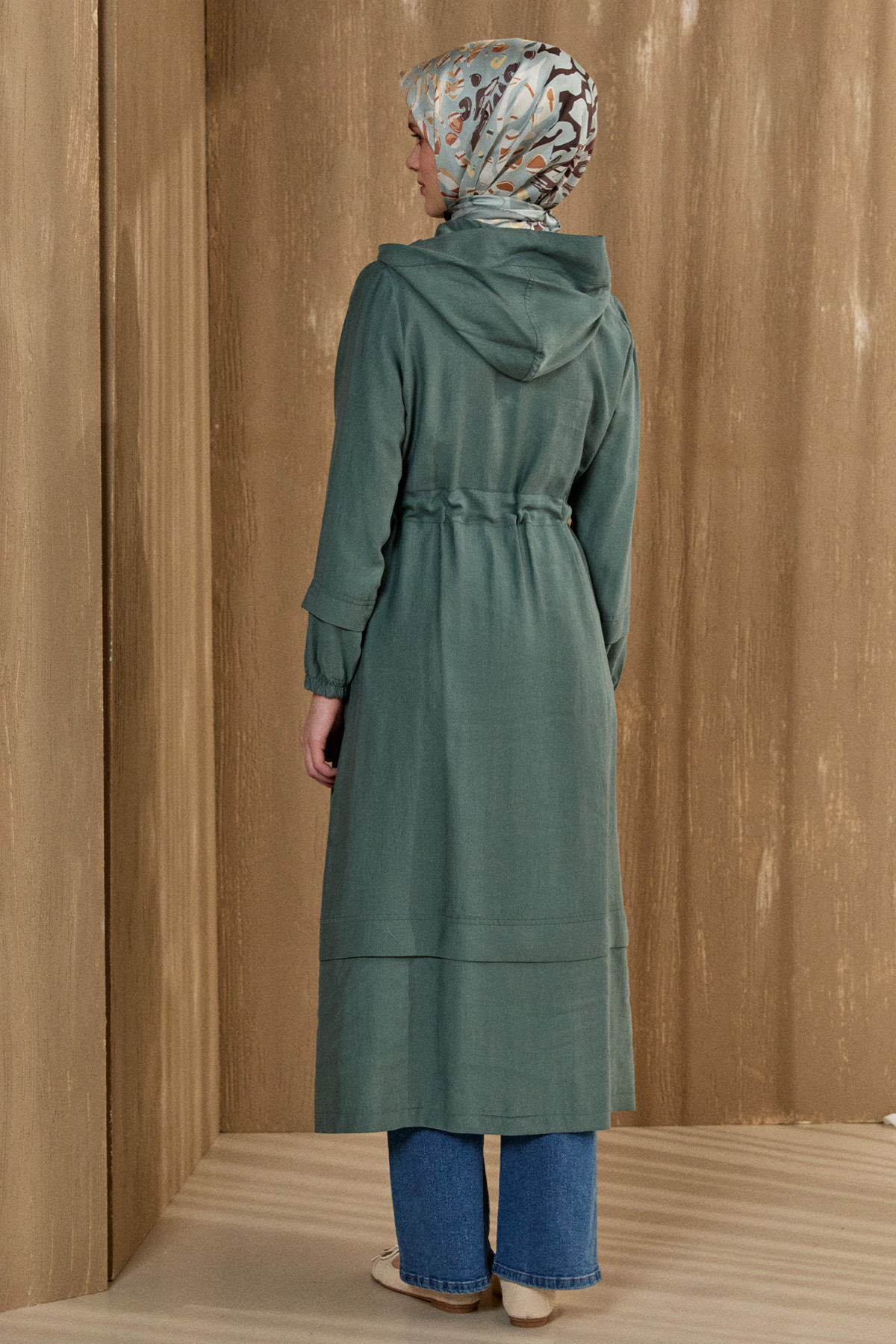 Kapüşonlu Cepli Spor Pardesü, Tesettür Giyim