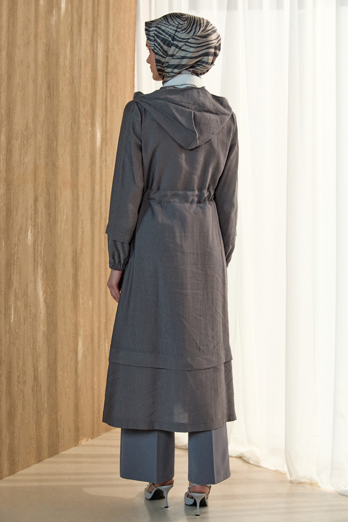 Kapüşonlu Cepli Spor Pardesü, Tesettür Giyim