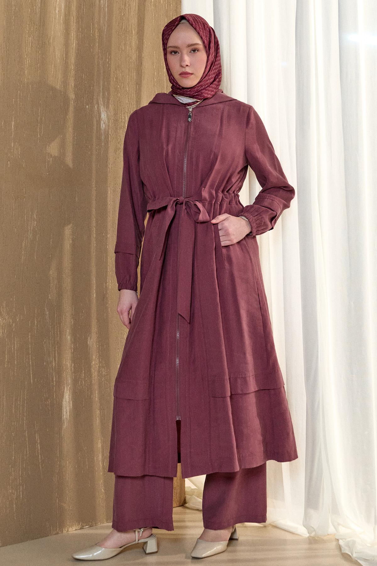 Kapüşonlu Cepli Spor Pardesü, Tesettür Giyim