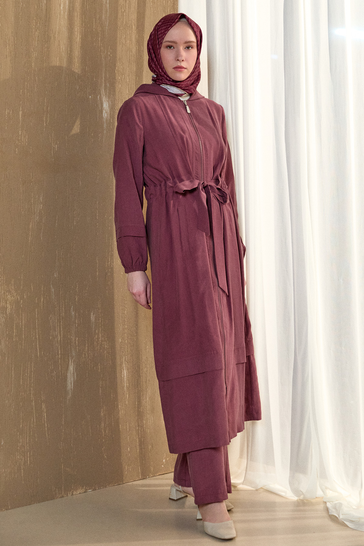 Kapüşonlu Cepli Spor Pardesü, Tesettür Giyim