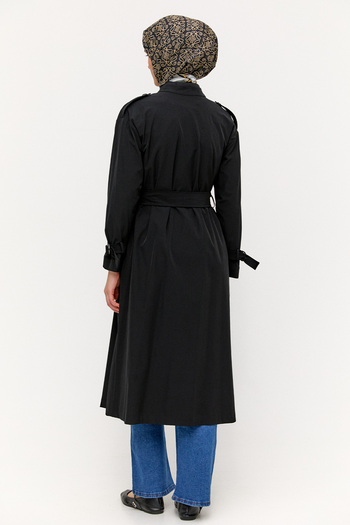 Hakim Yakalı Kemerli Pardesü, Tesettür Giyim