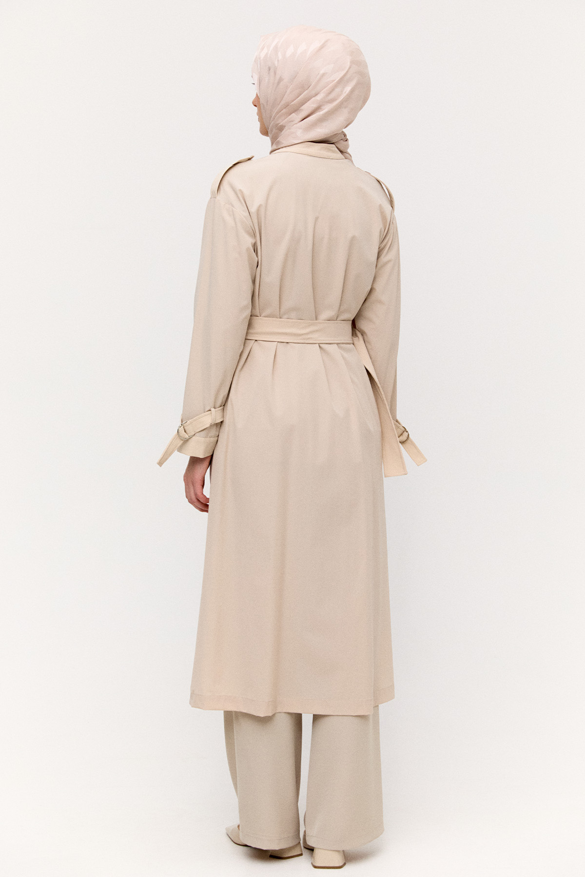 Hakim Yakalı Kemerli Pardesü, Tesettür Giyim