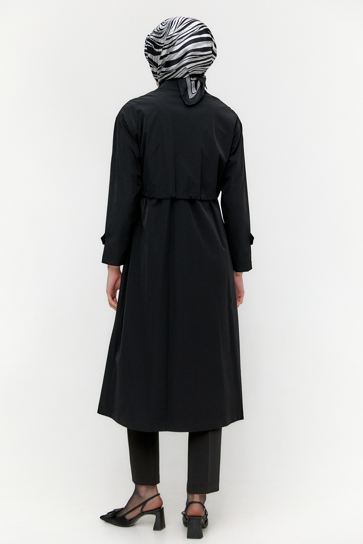 Kemerli Stoper Detaylı Pardesü, Tesettür Giyim