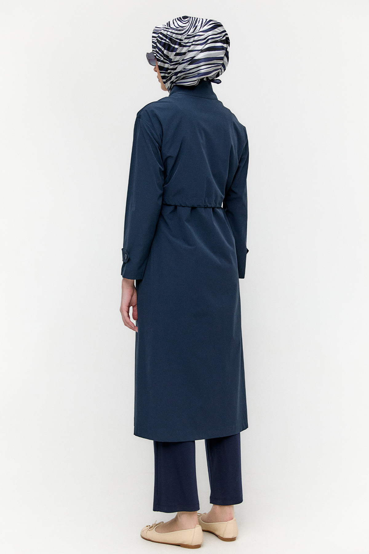 Kemerli Stoper Detaylı Pardesü, Tesettür Giyim