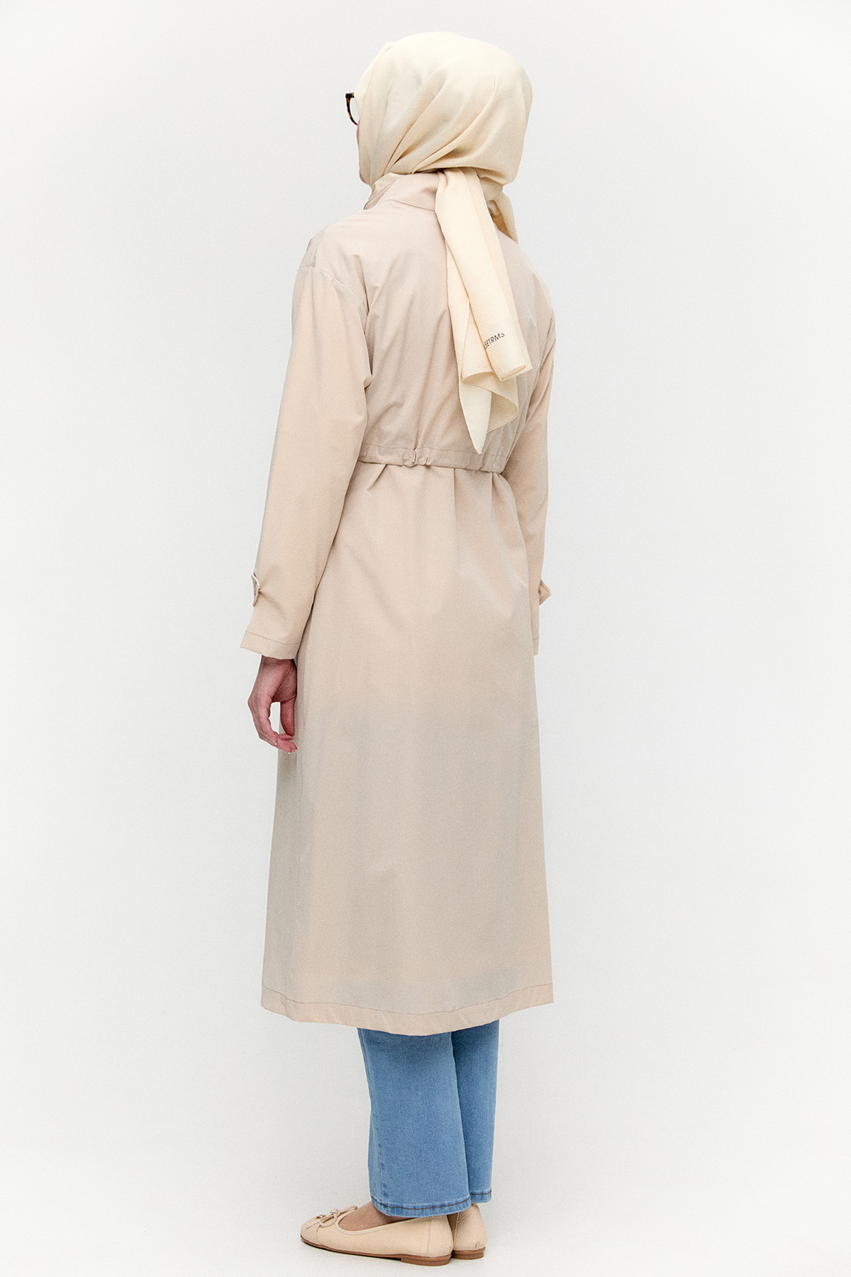 Stoper Detaylı Pardesü, Tesettür Giyim