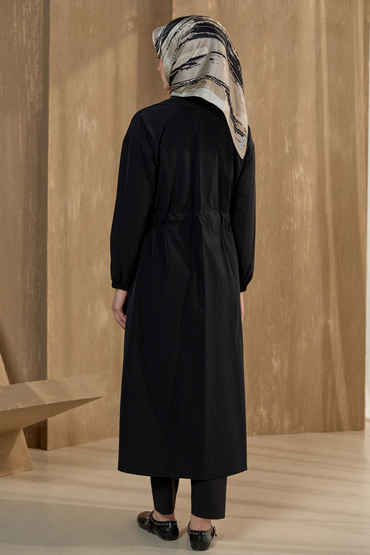 Kruvaze Kuşaklı Pardesü, Tesettür Giyim