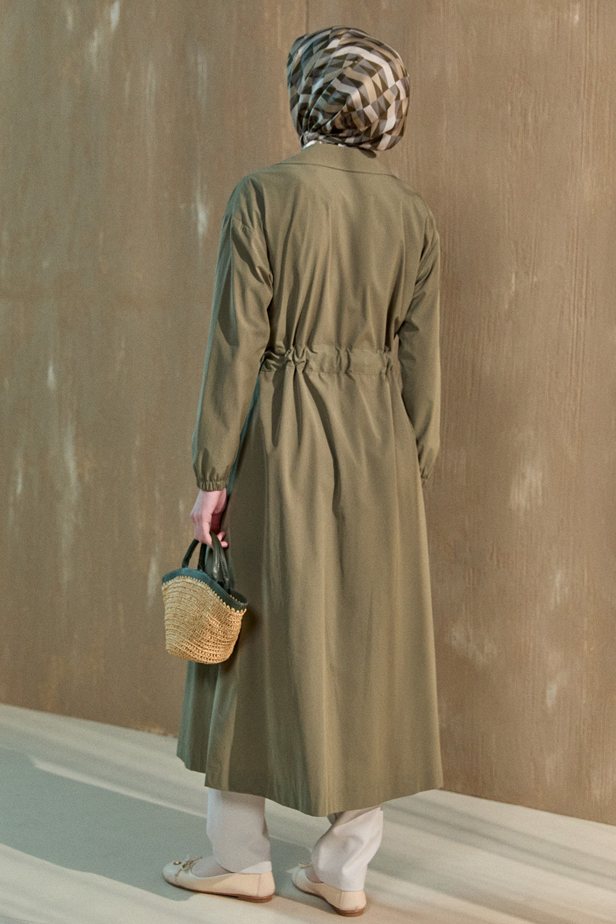 Kruvaze Kuşaklı Pardesü, Tesettür Giyim