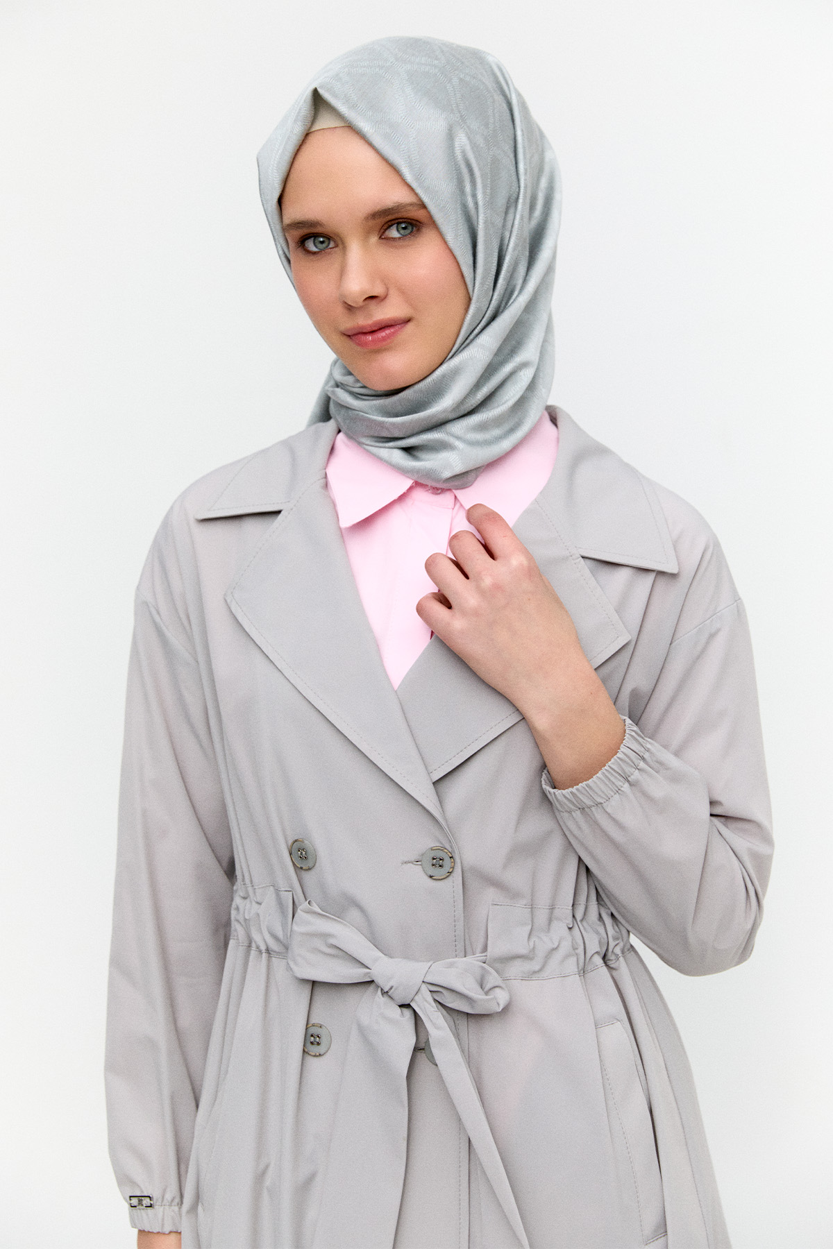 Kruvaze Kuşaklı Pardesü, Tesettür Giyim