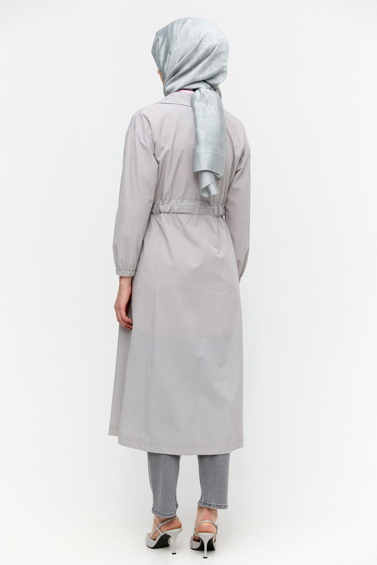 Kruvaze Kuşaklı Pardesü, Tesettür Giyim