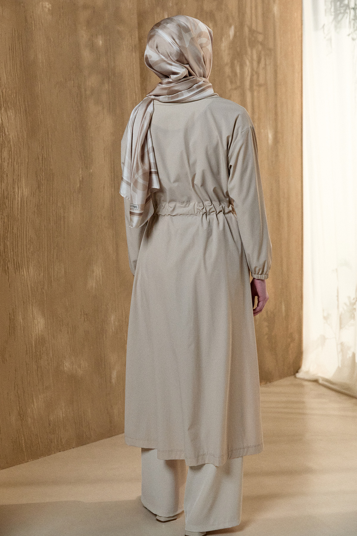 Kruvaze Kuşaklı Pardesü, Tesettür Giyim