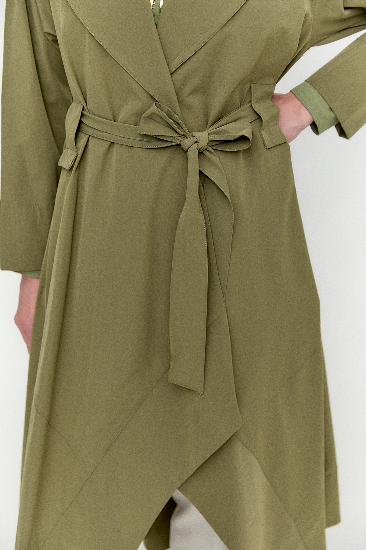 Şal Yakalı Kuşaklı Pardesü, Tesettür Giyim