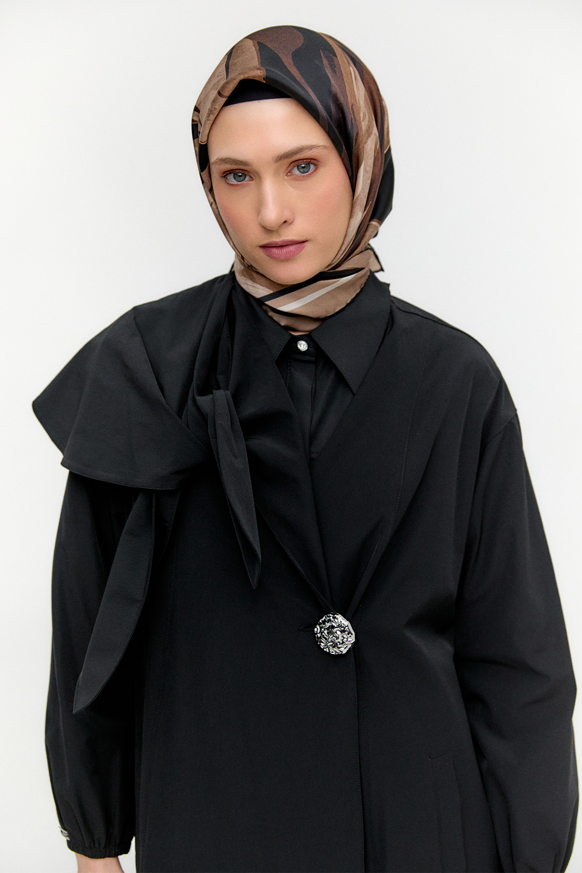 Mono Kapamalı Oversize Pardesü, Tesettür Giyim