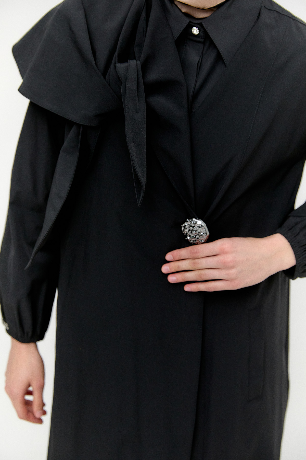 Mono Kapamalı Oversize Pardesü, Tesettür Giyim