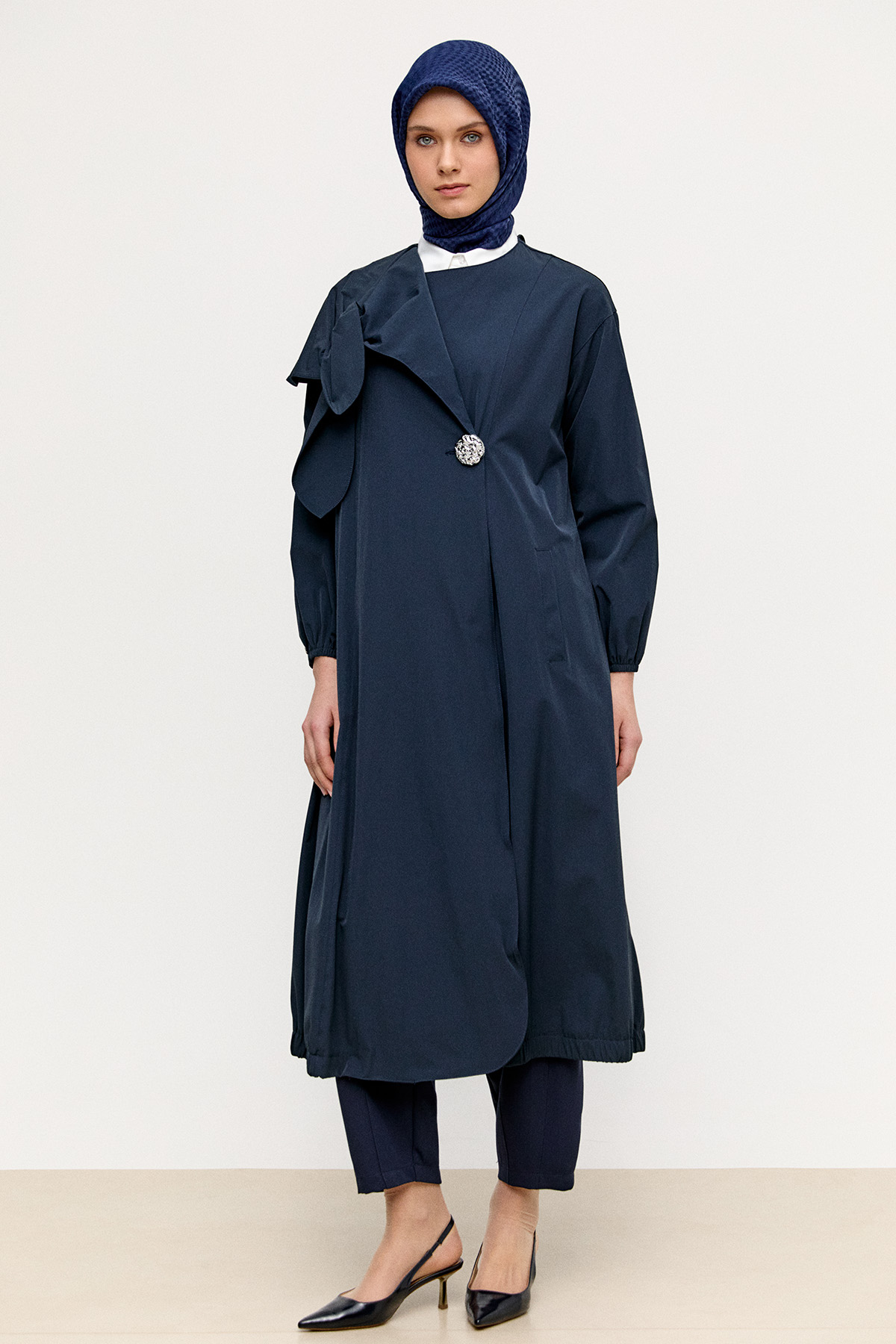 Mono Kapamalı Oversize Pardesü, Tesettür Giyim