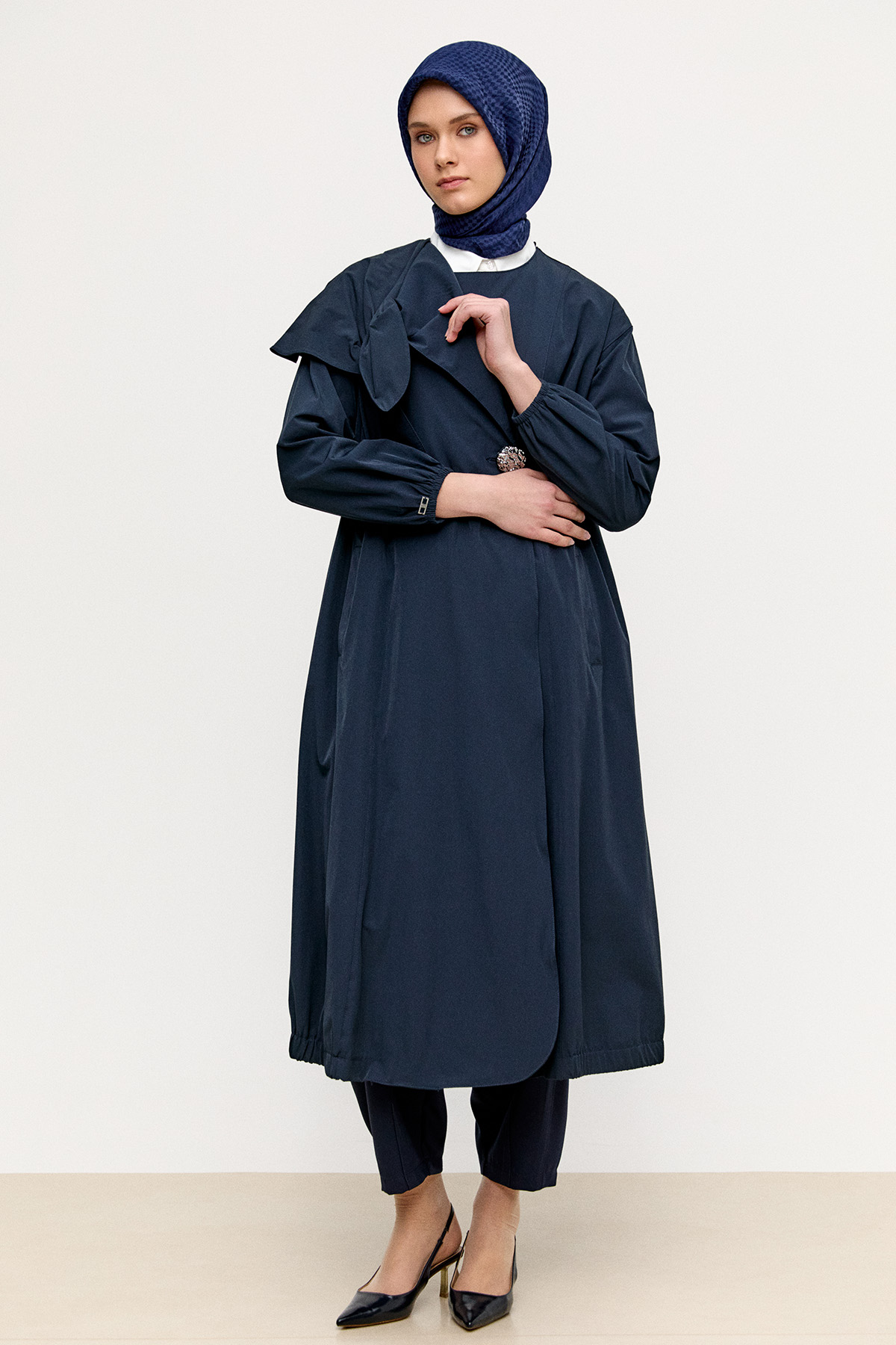 Mono Kapamalı Oversize Pardesü, Tesettür Giyim