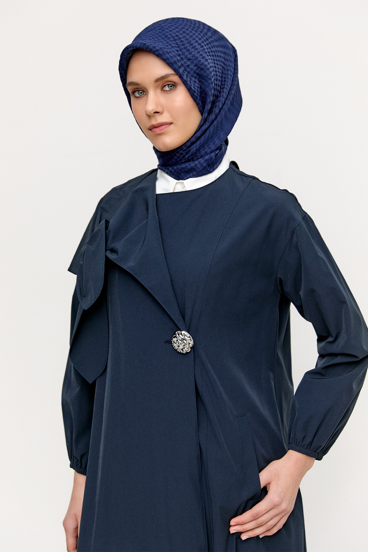 Mono Kapamalı Oversize Pardesü, Tesettür Giyim