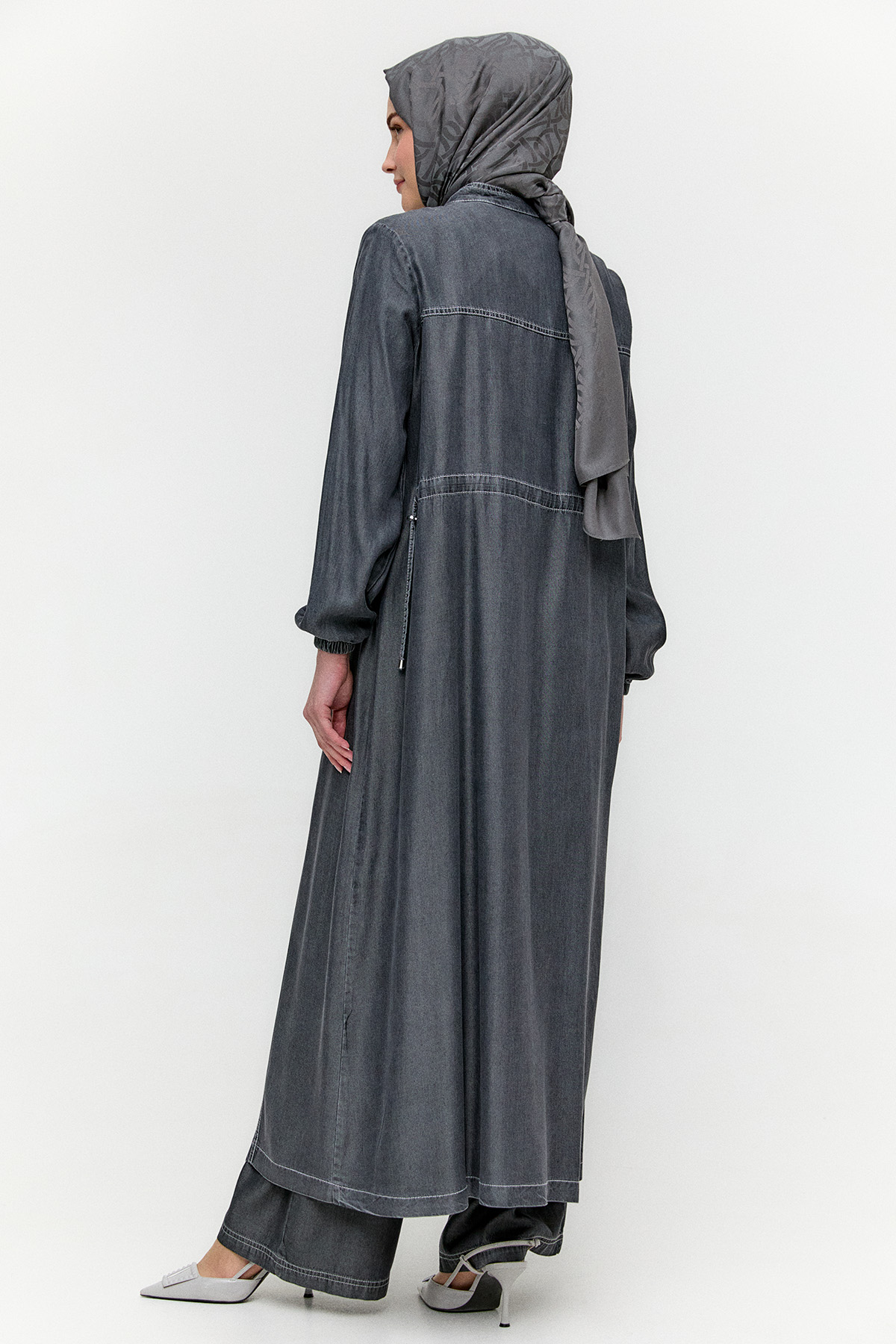 Fermuarlı Oversize Pardesü, Tesettür Giyim