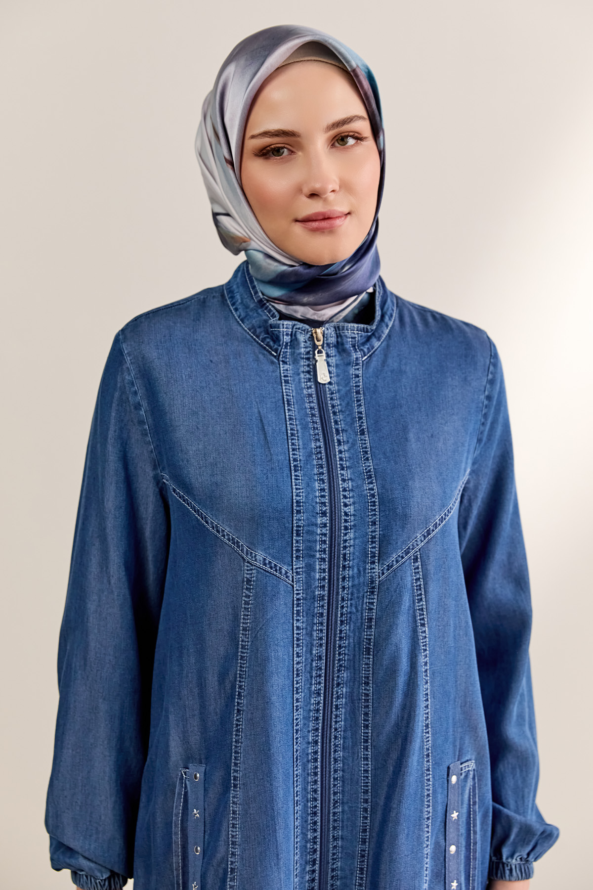 Fermuarlı Oversize Pardesü, Tesettür Giyim