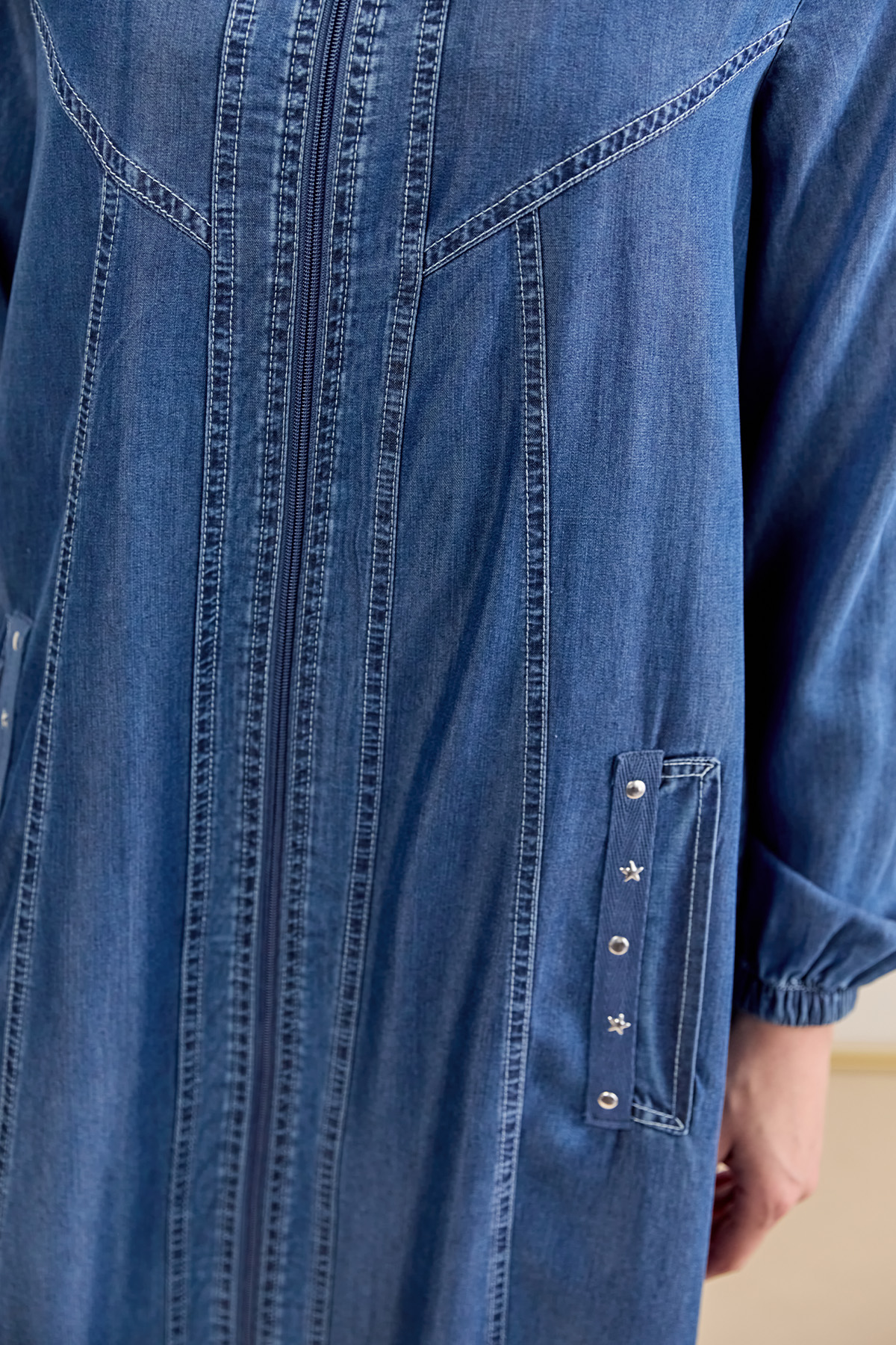 Fermuarlı Oversize Pardesü, Tesettür Giyim