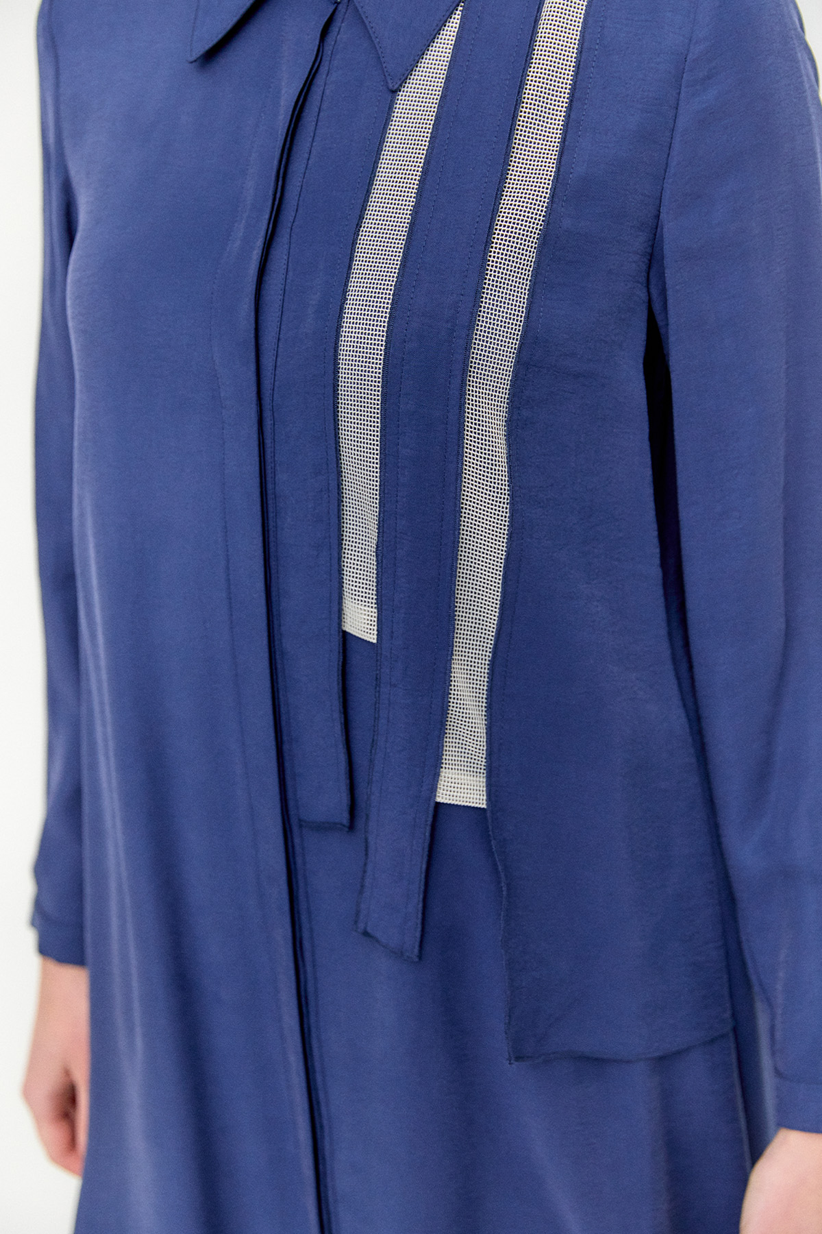 Şerit Detaylı Modal Pardesü, Tesettür Giyim