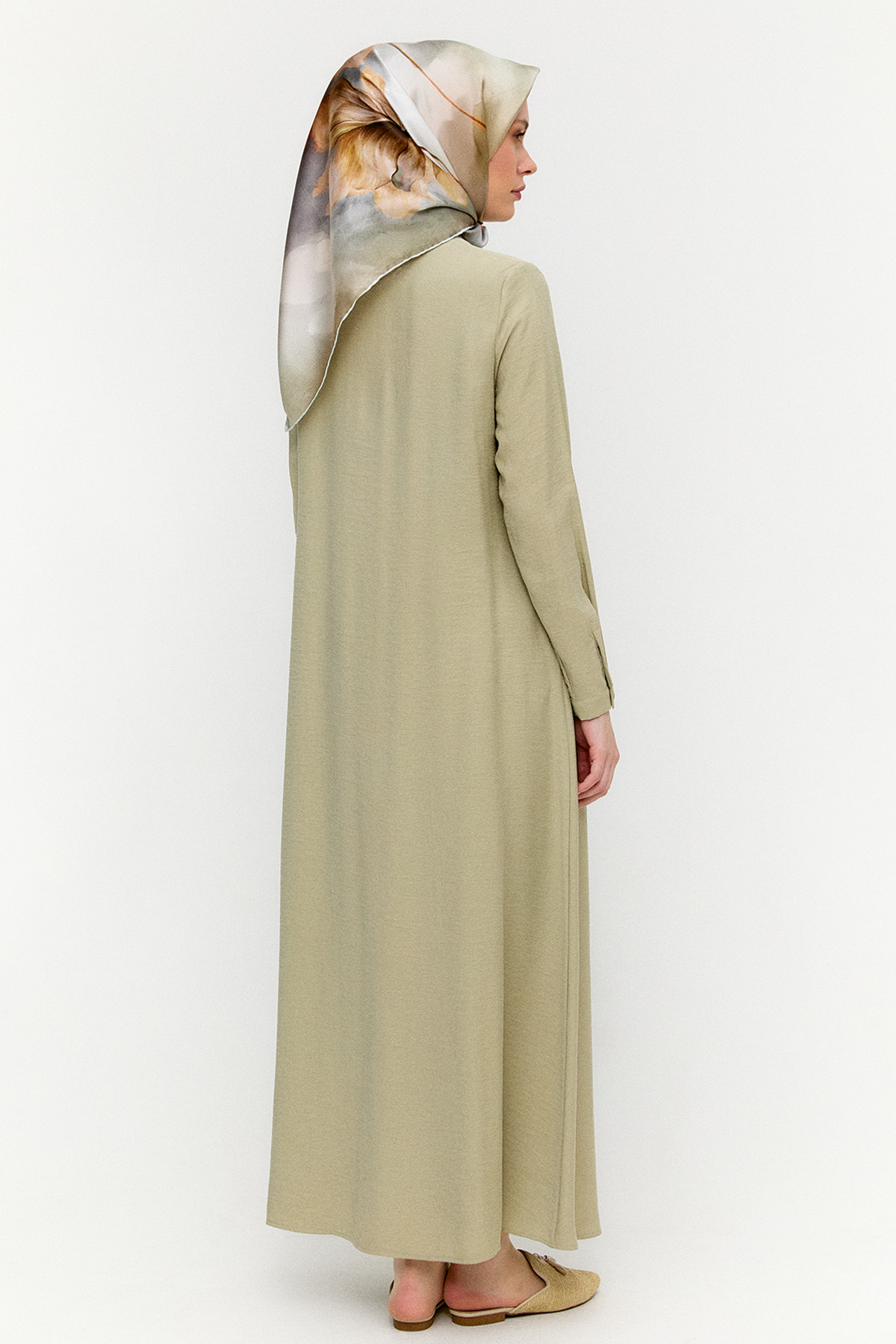 Şerit Detaylı Modal Pardesü, Tesettür Giyim