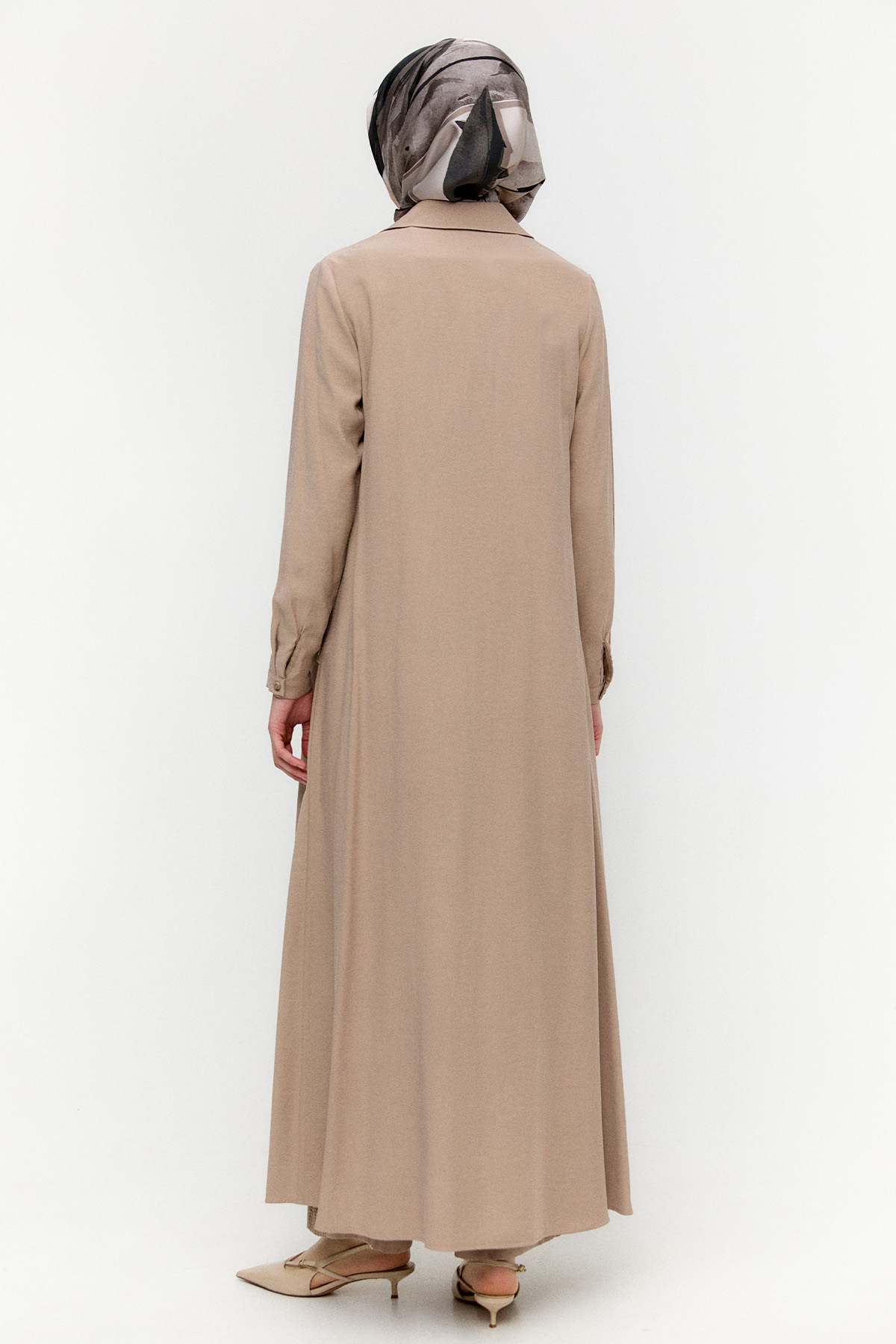 Şerit Detaylı Modal Pardesü, Tesettür Giyim